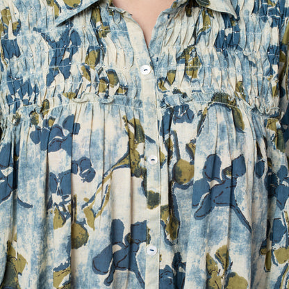 Abstract Print Cotton Boho Tunic Dress