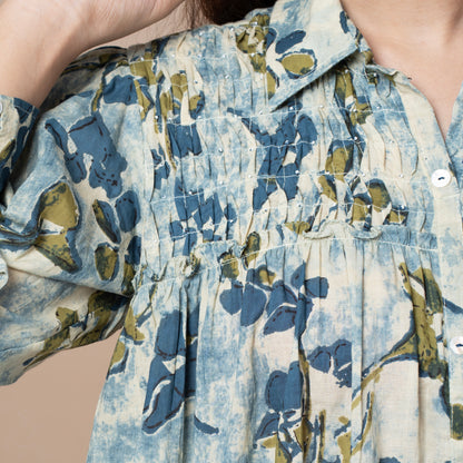 Abstract Print Cotton Boho Tunic Dress