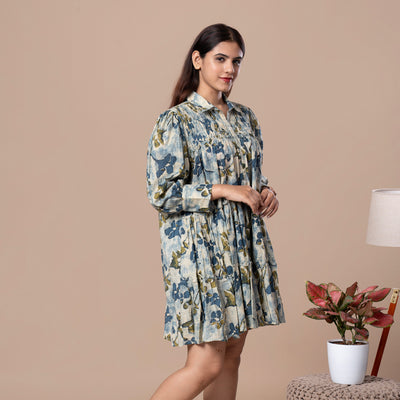 Abstract Print Cotton Boho Tunic Dress