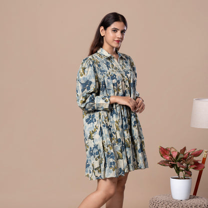 Abstract Print Cotton Boho Tunic Dress