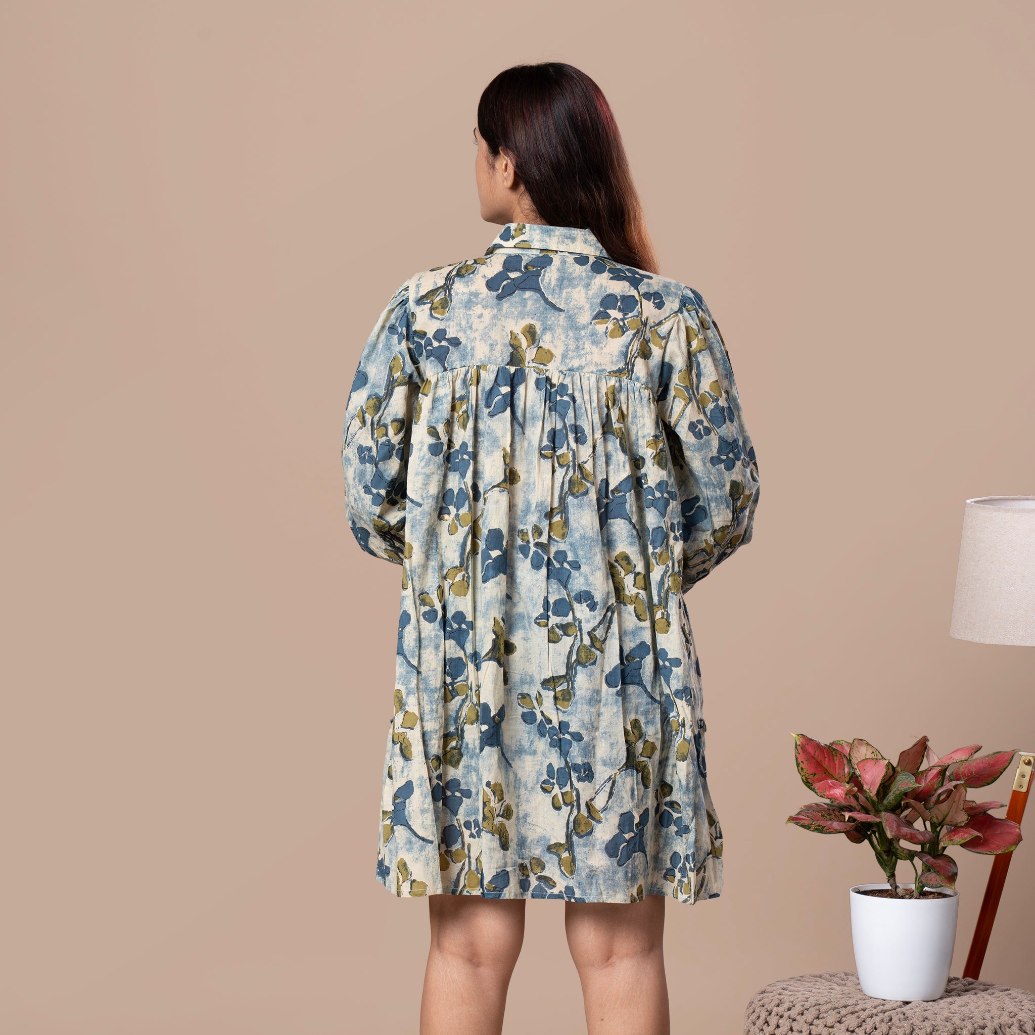 Abstract Print Cotton Boho Tunic Dress