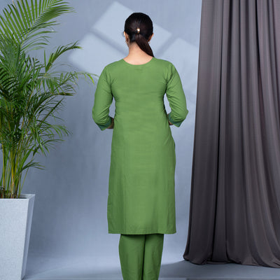 Pure Cotton Block Print Kurta Pant Dupatta Set With Mirror Work