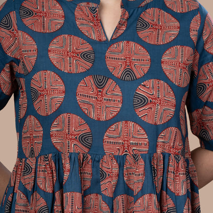 Ajrakh Print Cotton One Piece Midi Dress