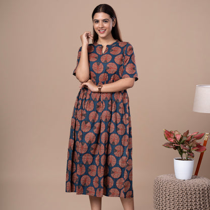 Ajrakh Print Cotton One Piece Midi Dress