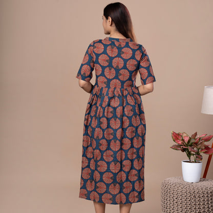 Ajrakh Print Cotton One Piece Midi Dress