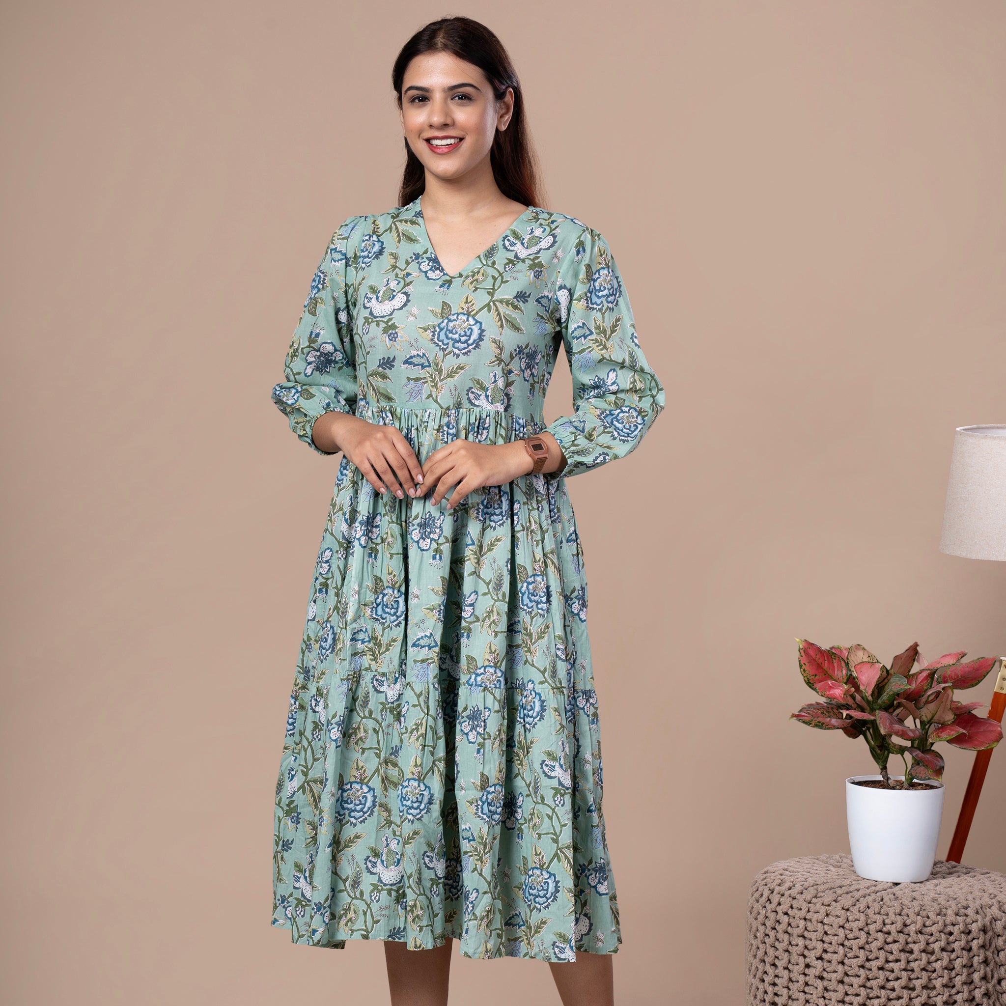 Floral Cotton One Piece Dress