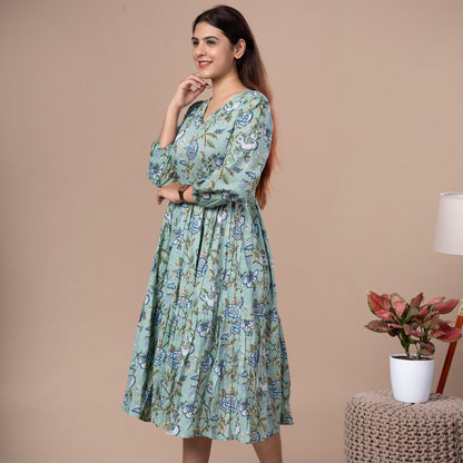 Floral Cotton One Piece Dress