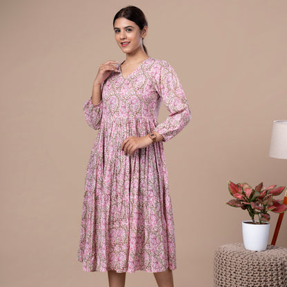 Floral Cotton One Piece Dress