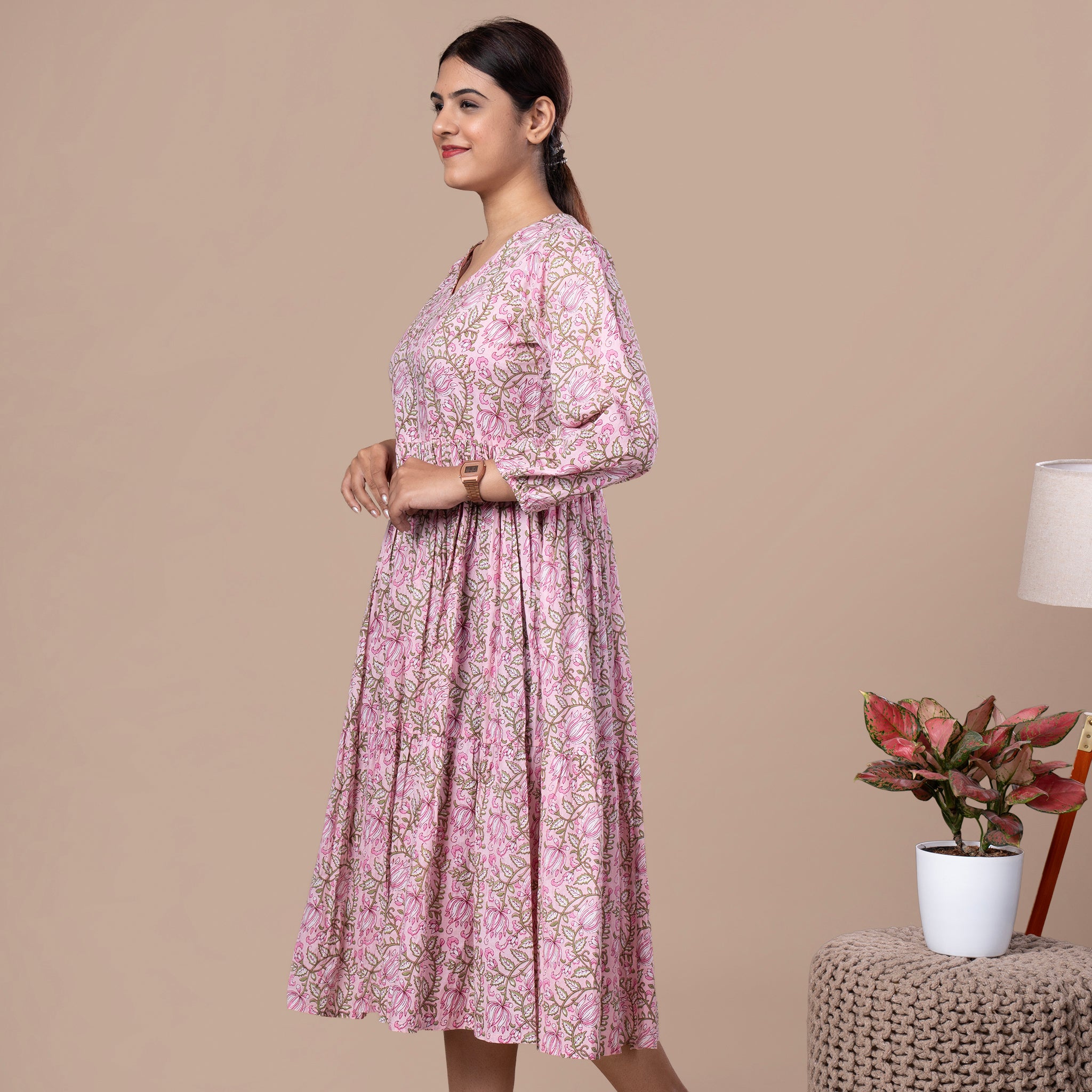Floral Cotton One Piece Dress