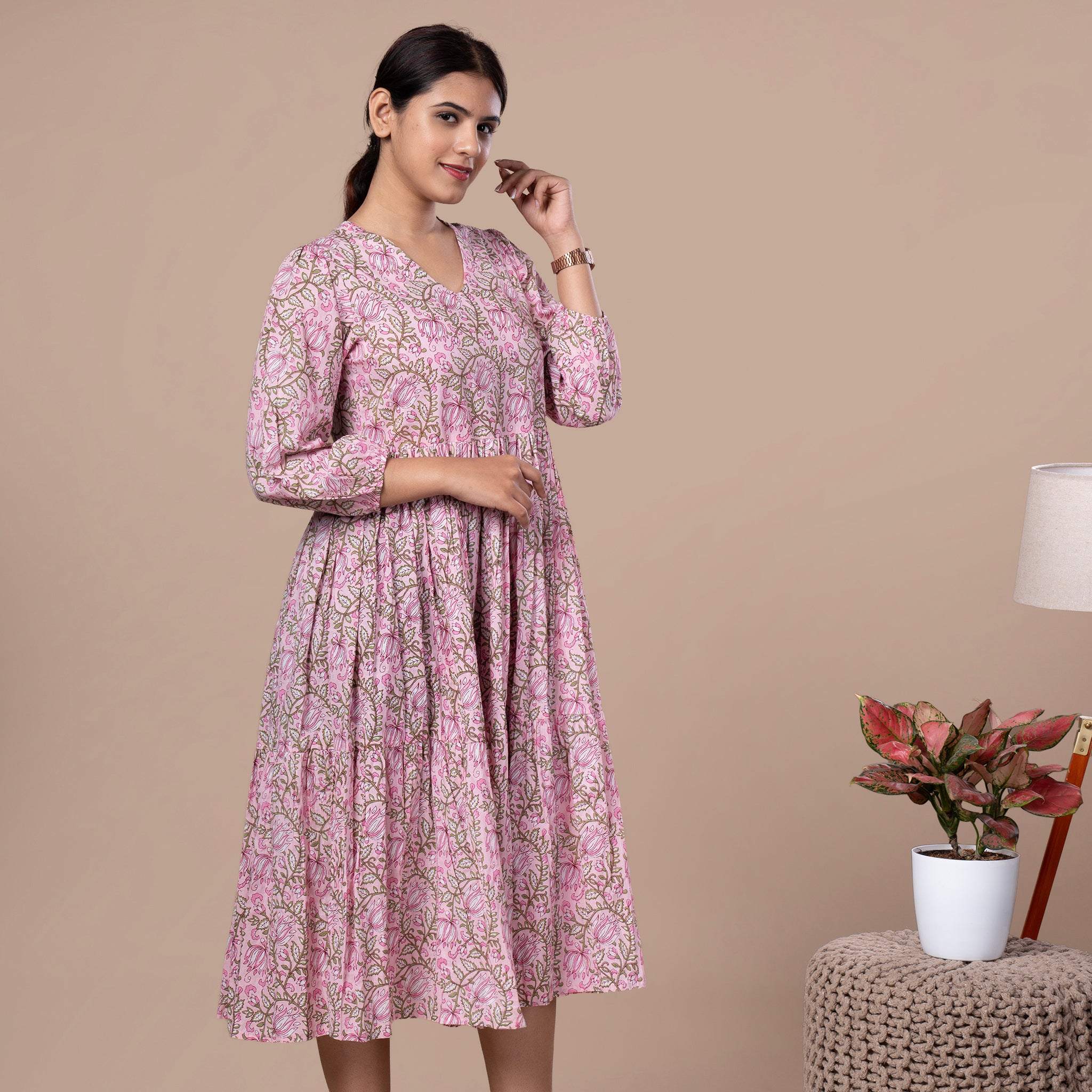 Floral Cotton One Piece Dress
