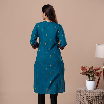 Ajrakh Handloom Cotton Kurta - Blue
