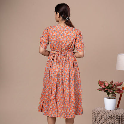 Bagru Print Cotton One Piece Dress