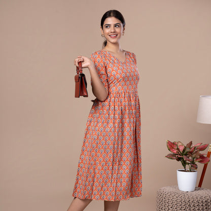 Bagru Print Cotton One Piece Dress