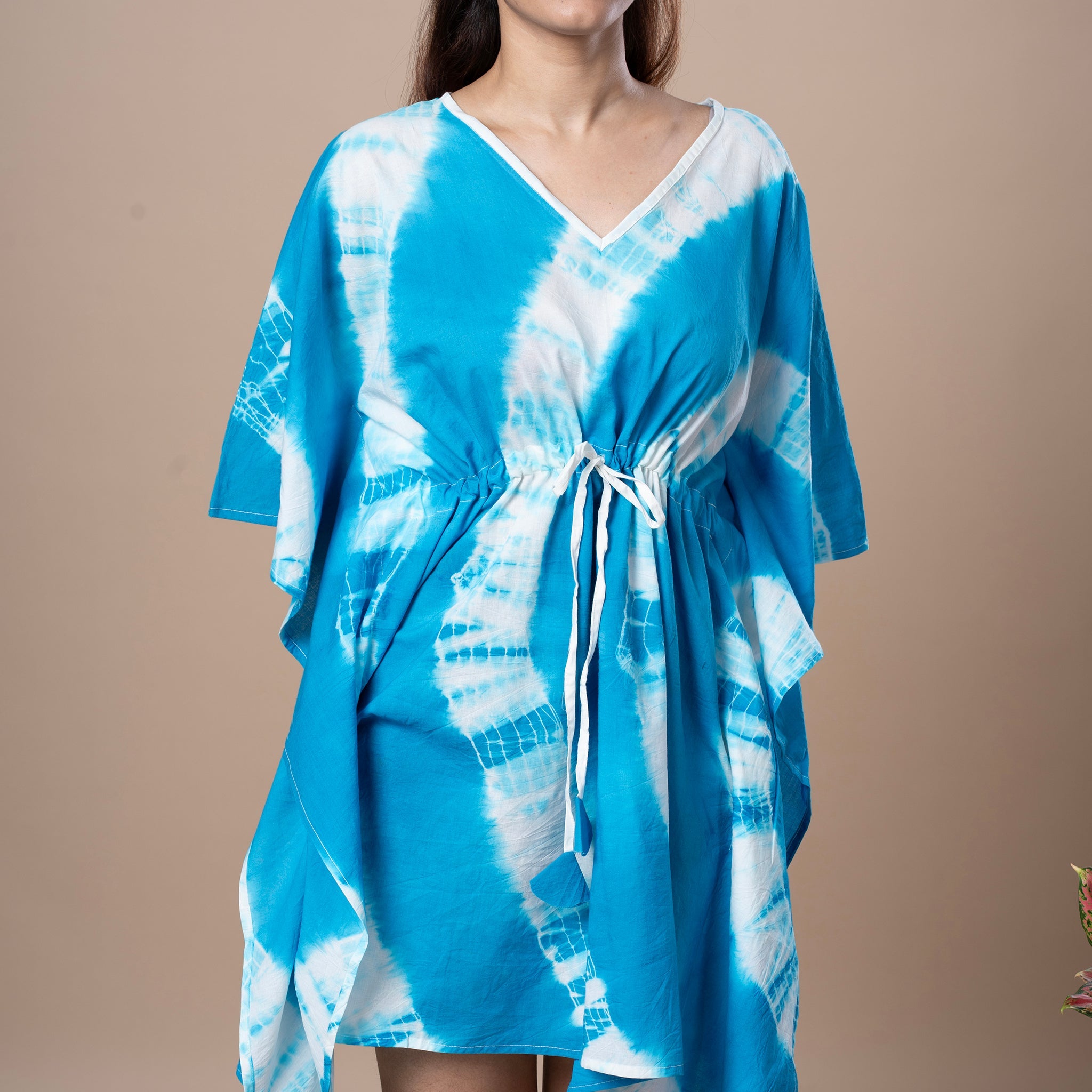 Shibhori Cotton Kaftan Tunic - Blue