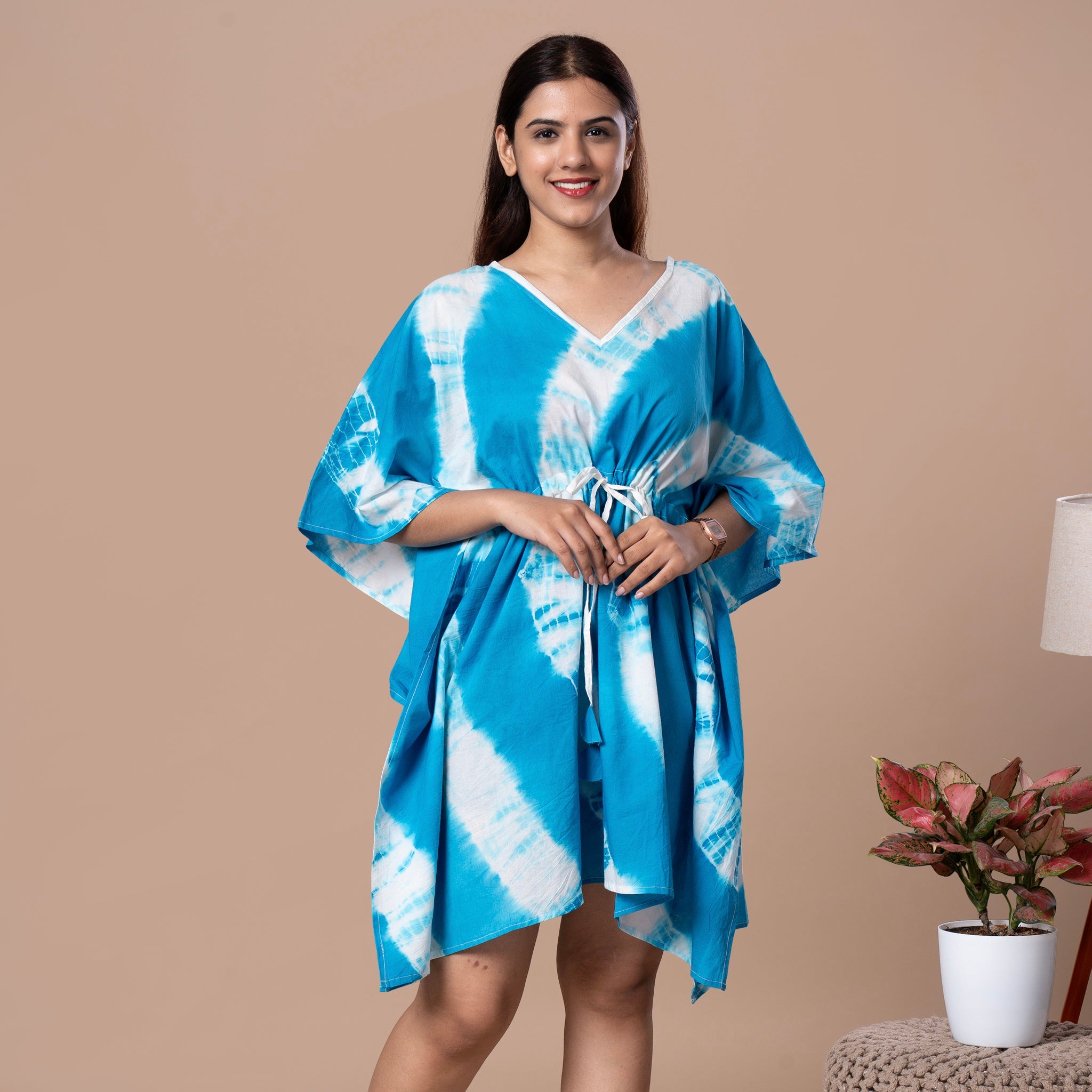 Shibhori Cotton Kaftan Tunic - Blue