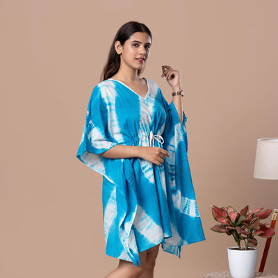 Shibhori Cotton Kaftan Tunic - Blue