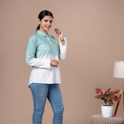 Solid Cotton Linen Shirt Style Tunic