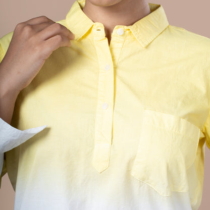 Solid Cotton Linen Shirt Style Tunic
