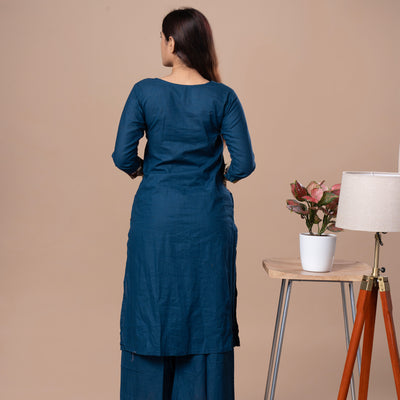 Ajrakh Patchwork Cotton Kurta Pant Dupatta Set