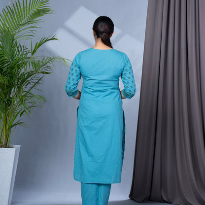 Jaipur Cotton Block Print Kurta Pant Dupatta Set