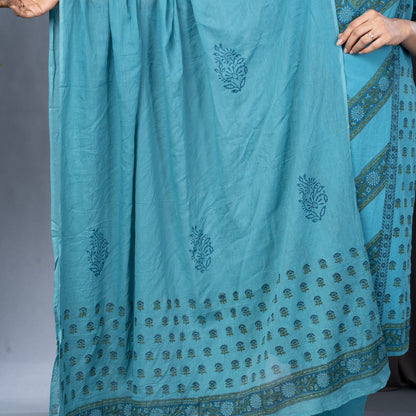 Jaipur Cotton Block Print Kurta Pant Dupatta Set