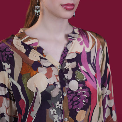 Digital Natural Crepe Silk Tunic