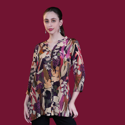 Digital Natural Crepe Silk Tunic