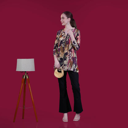 Digital Natural Crepe Silk Tunic