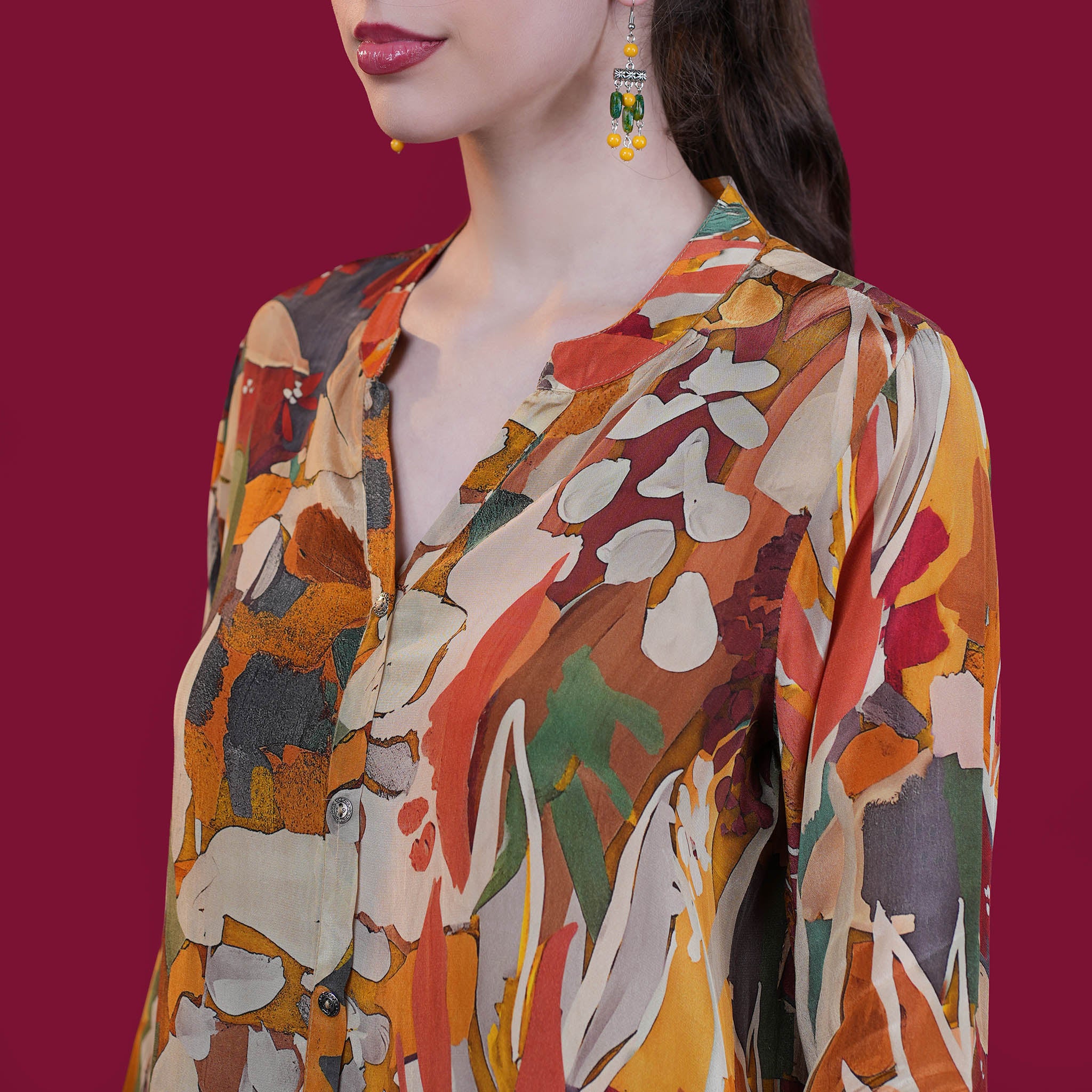 Digital Natural Crepe Silk Tunic