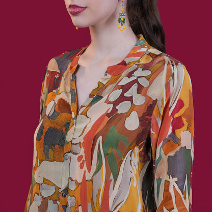 Digital Natural Crepe Silk Tunic
