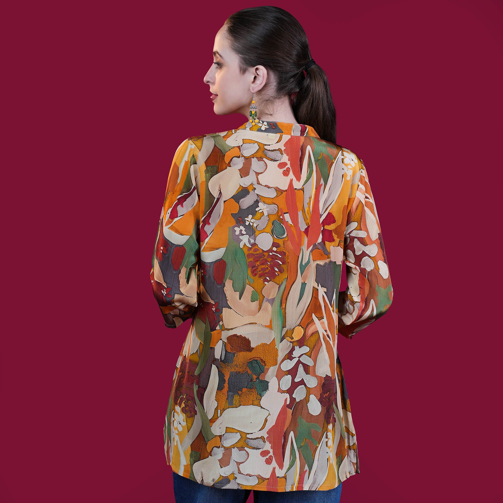 Digital Natural Crepe Silk Tunic