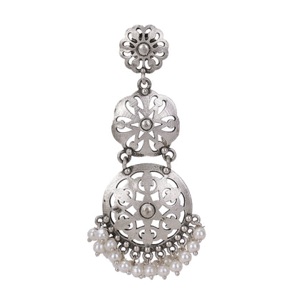 Ethnic Silver Look Alike Dangler Earring
