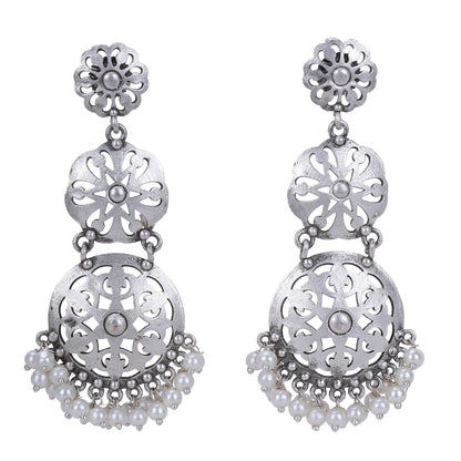 Ethnic Silver Look Alike Dangler Earring