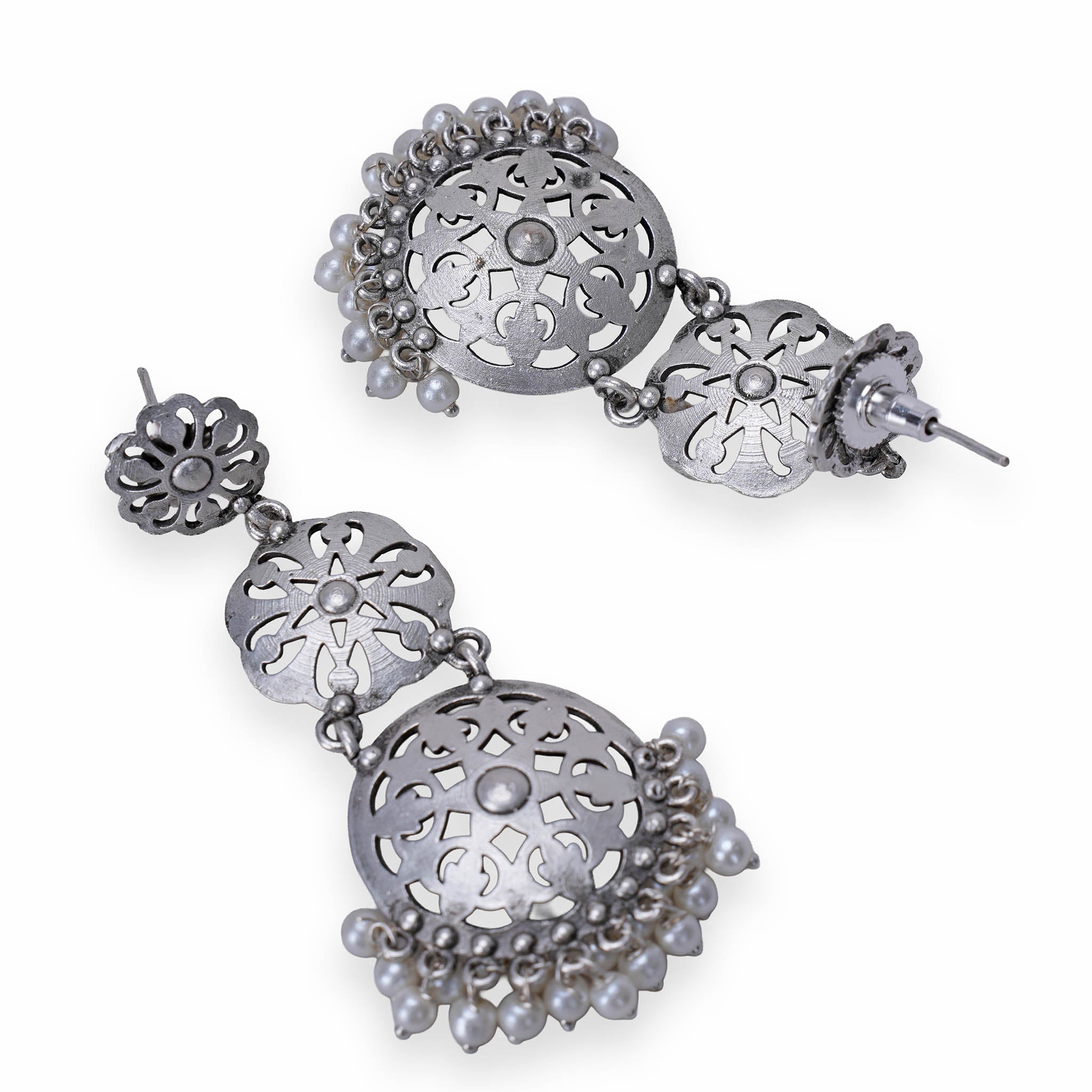 Ethnic Silver Look Alike Dangler Earring