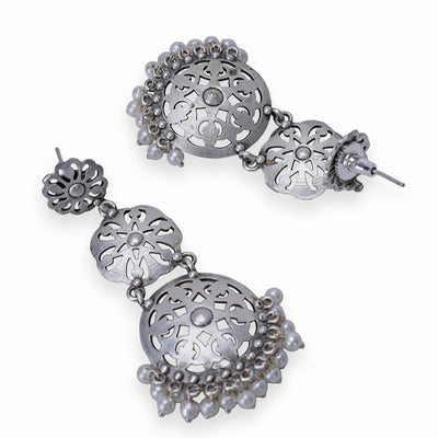 Ethnic Silver Look Alike Dangler Earring