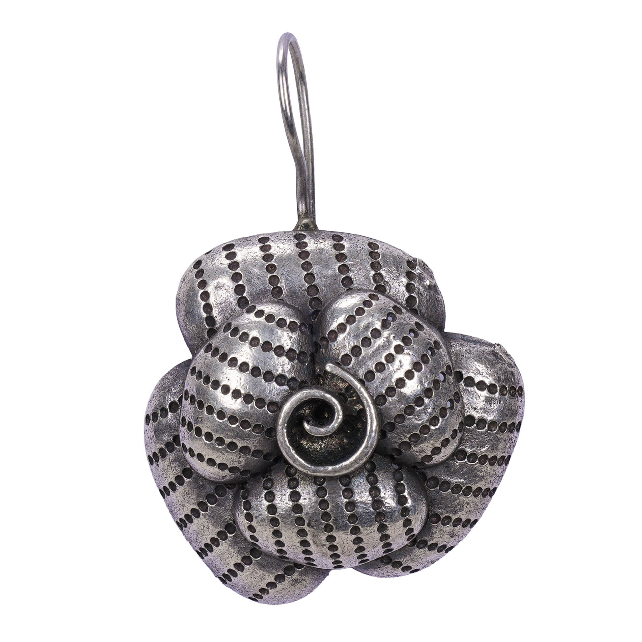 Contemporary Floral Oxidised German Silver Hook Earring