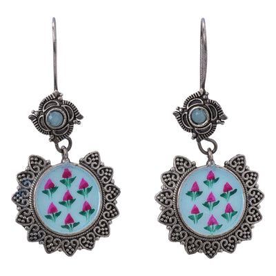 Meenakari Silver Look Alike Hand Painted Dangler Earring