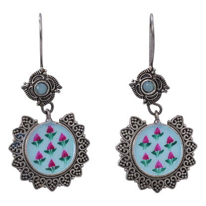 Meenakari Silver Look Alike Hand Painted Dangler Earring