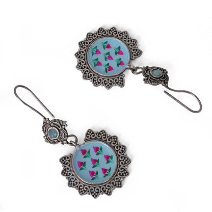 Meenakari Silver Look Alike Hand Painted Dangler Earring