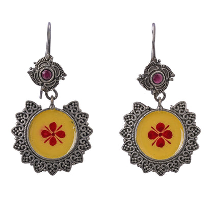 Meenakari Silver Look Alike Dangler Earring