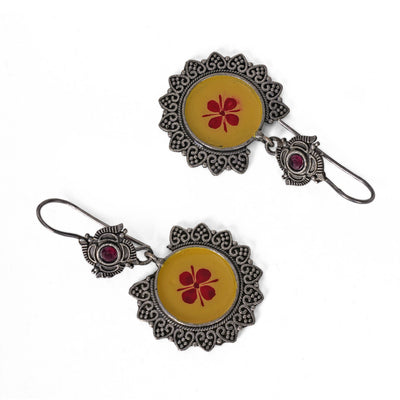 Meenakari Silver Look Alike Dangler Earring