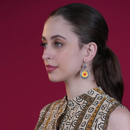 Meenakari Silver Look Alike Dangler Earring