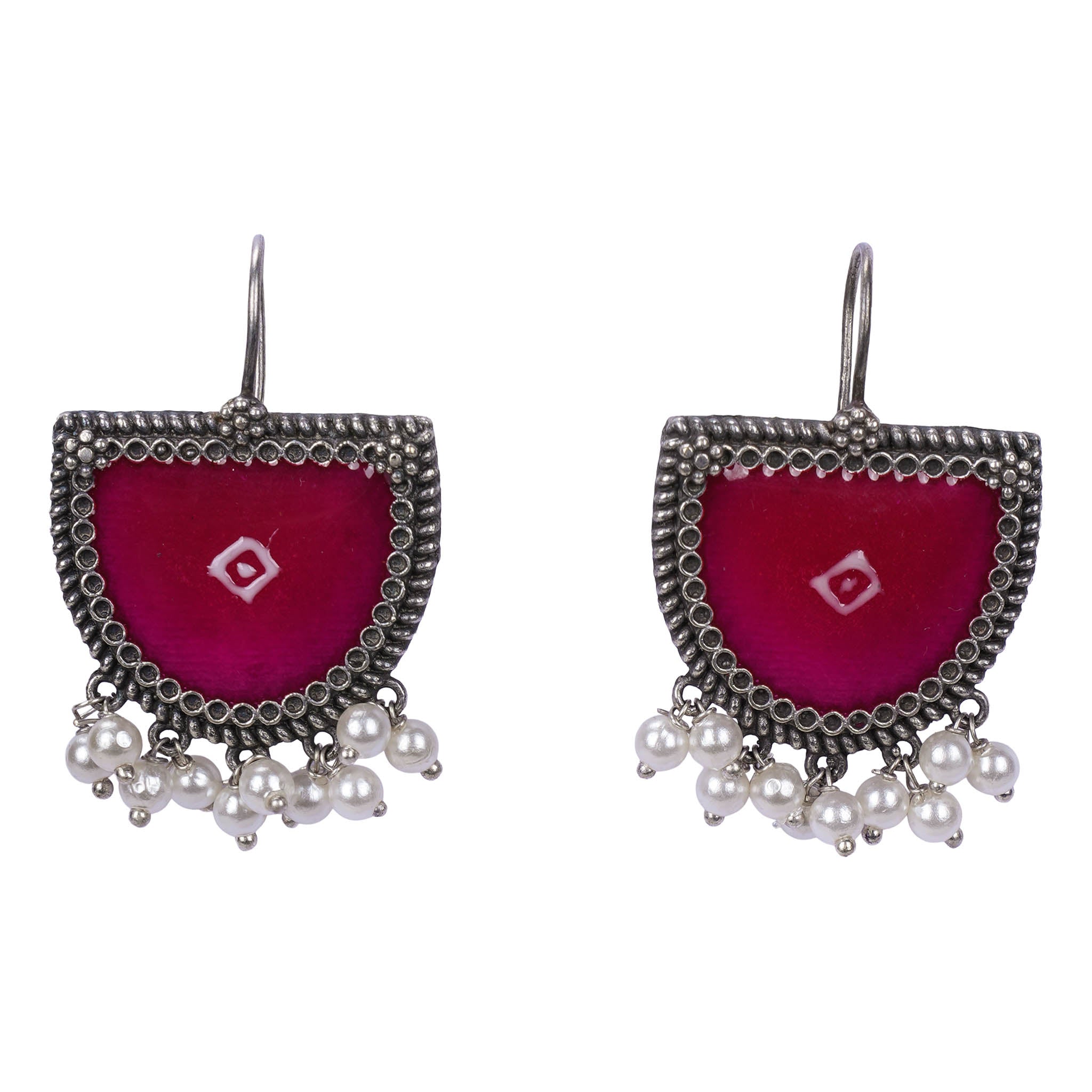 Meenakari Silver Look Alike Dangler Earring