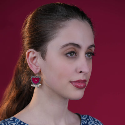 Meenakari Silver Look Alike Dangler Earring