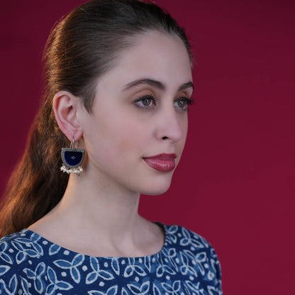 Meenakari Silver Look Alike Dangler Earring