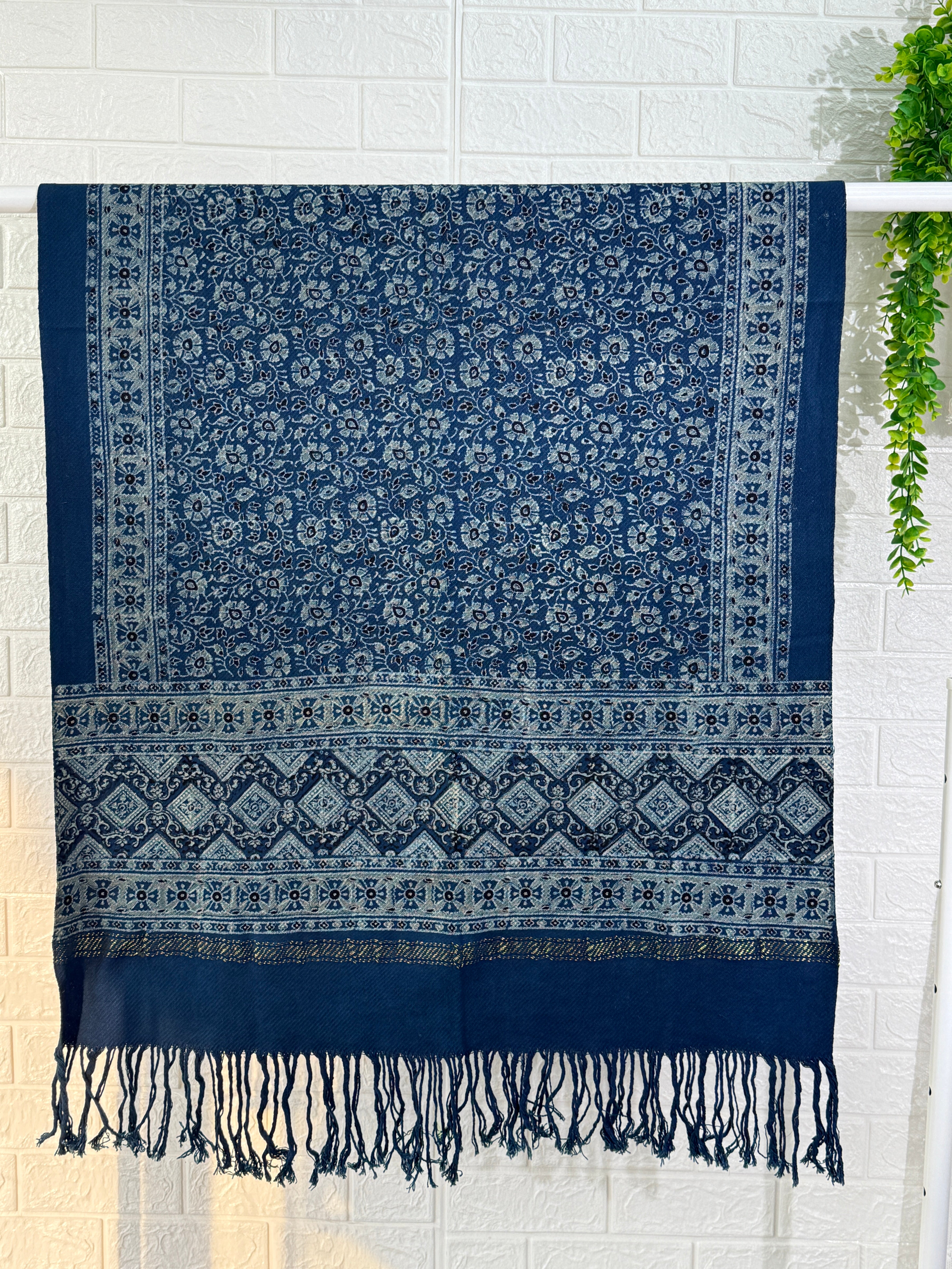 Ajrakh Handloom Cotton Stole - Blue