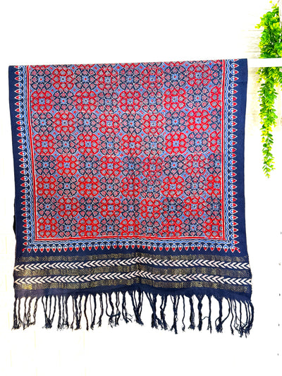 Ajrakh Handloom Cotton Stole - Red