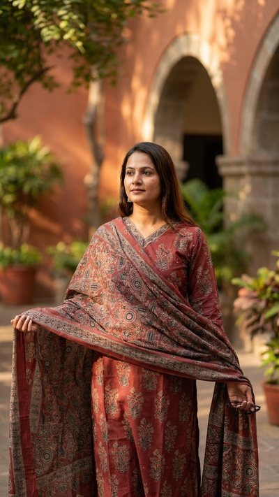 Soft Cotton Floral Straight Fit Kurta Pant Dupatta Set