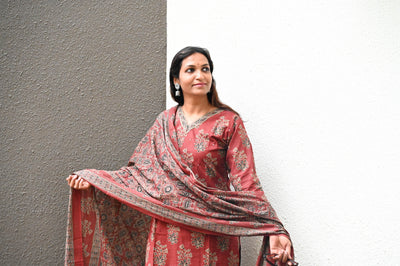 Soft Cotton Floral Straight Fit Kurta Pant Dupatta Set
