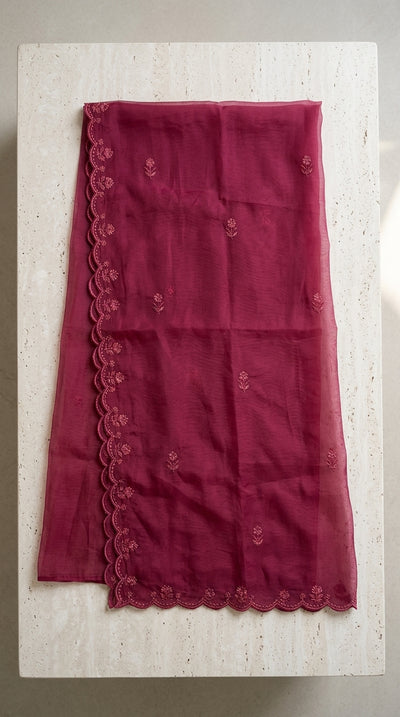 Onion Pink Solid Mul Chanderi Kurta Pant Dupatta Set